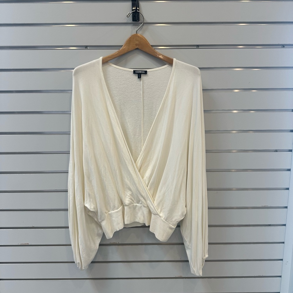 Cream Wrap Sweater by Express